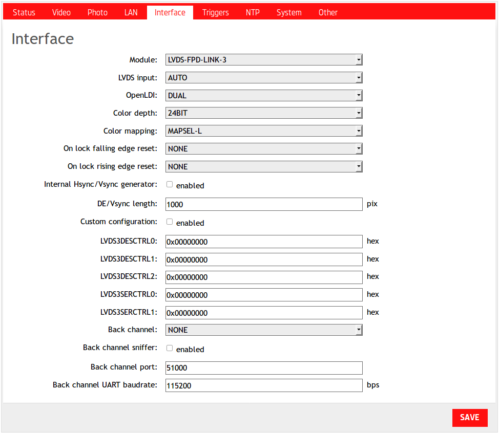 FPD Link 3 settings